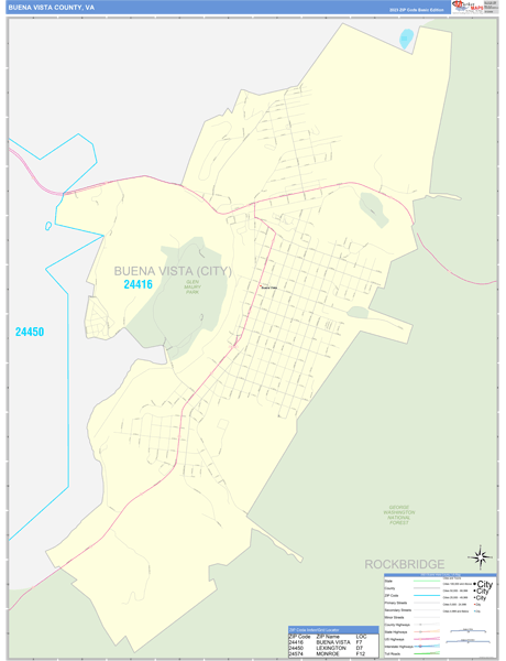 Buena Vista County, VA Zip Code Wall Map